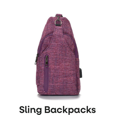 purple calla sling backpack